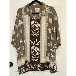 Paradise by Axis Hawaiian Shirt Mens Large 100% Silk Button Pocket Floral Design
